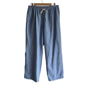 Uniqlo Linen Blend Drawstring Pants Light Blue Women’s Size L Casual Coastal